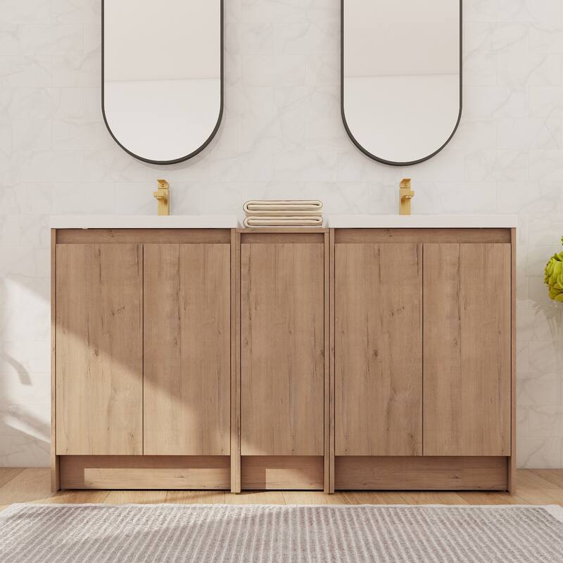 Beingnext 24''/36''/48''/60''/72'' Bathroom Vanity with Sink, Freestanding Bathroom Vanity with Doors And Adjustable Shelf