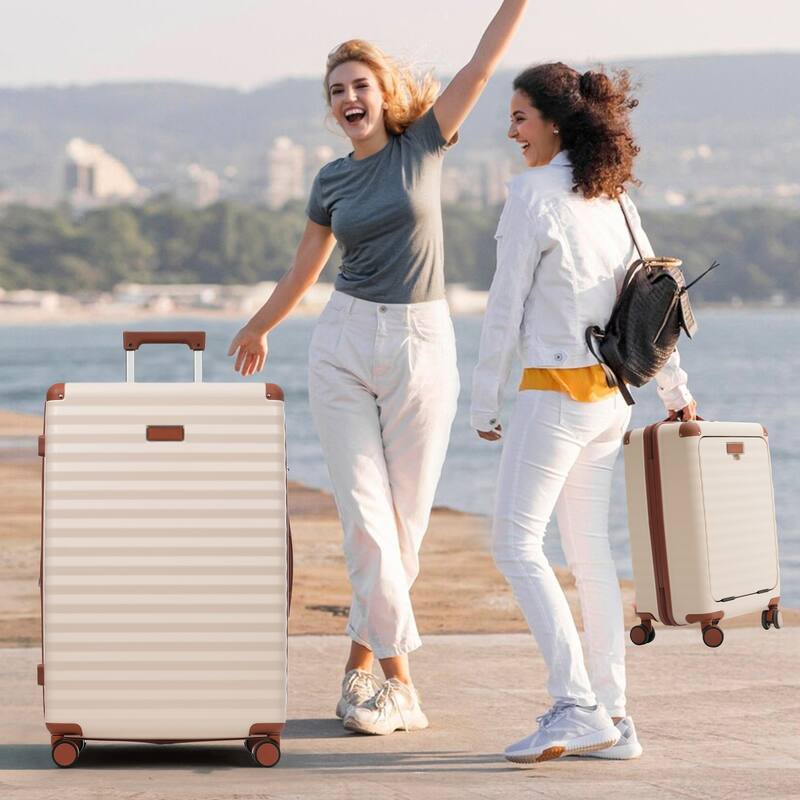 Luggage Sets 5 Piece, Expandable Carry on Suitcase with Spinner Wheels TSA Lock USB Port, Cup Holder Duffel Bag and Toiletry Bag