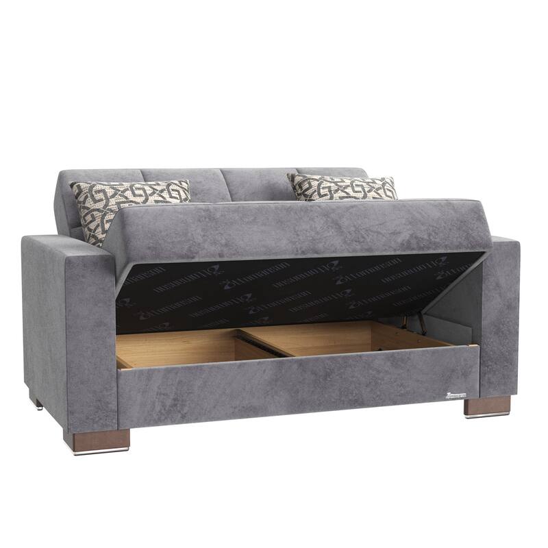 Collection Upholstered Convertible Loveseat With Storage - Grey