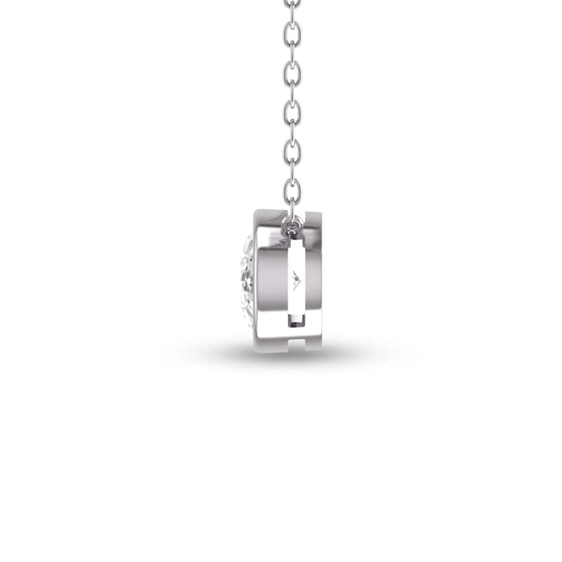 Marquee Lab Grown 1/2 Carat Oval Bezel Set Diamond Solitaire Pendant in 14K White Gold