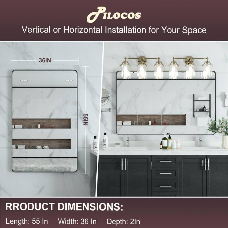 Rectangle Bathroom Mirror for Vanity Wall Mounted Vertical Horizontal Makeup Mirror