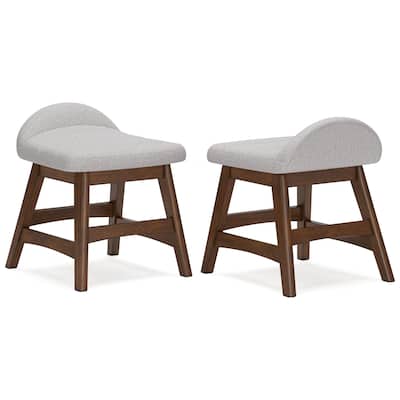 Jeyn Home Office Desk Chair, Gray Padded Saddle Seat, Brown Wood