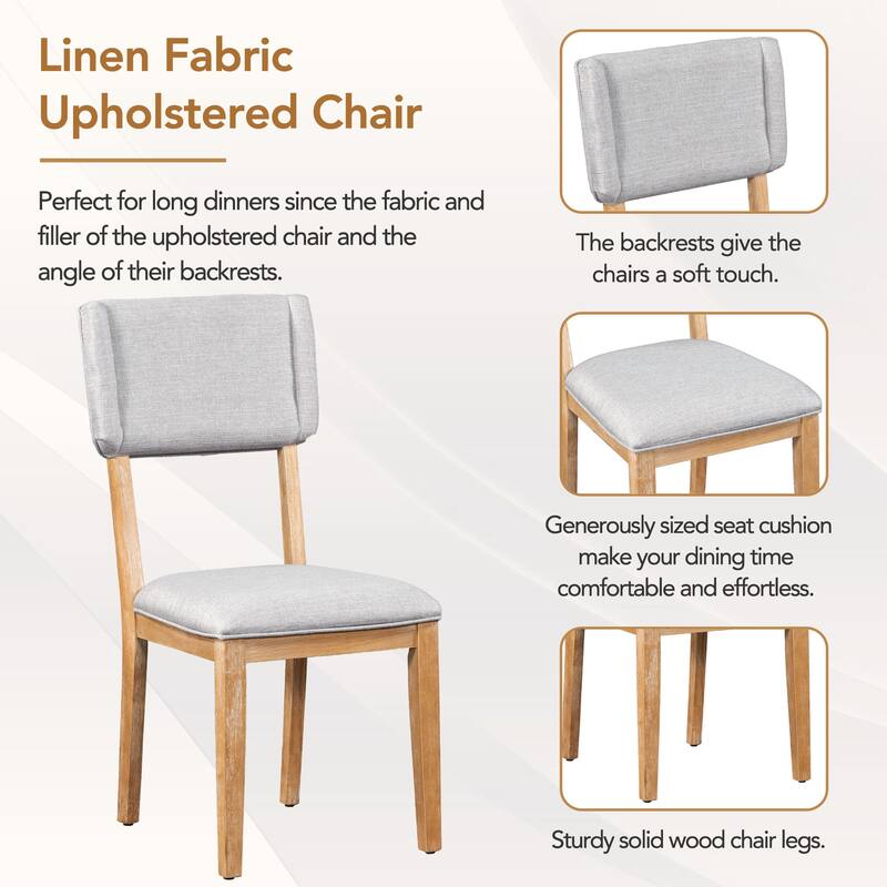 5 Pcs Wood Dining Set, Kitchen Table and Chair Set with Rectangular Table, Trestle Table Base and 4 Upholstered Chairs聽