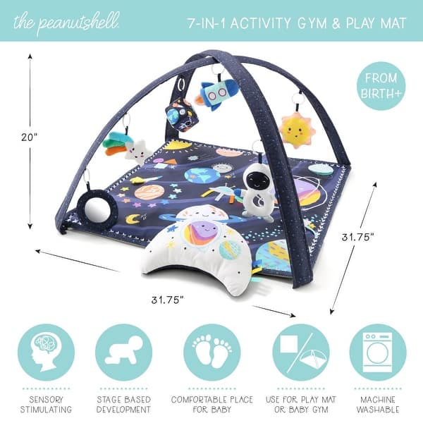 The Peanutshell Space 7-in-1 Activity Play Gym & Play Mat for Baby - Purple