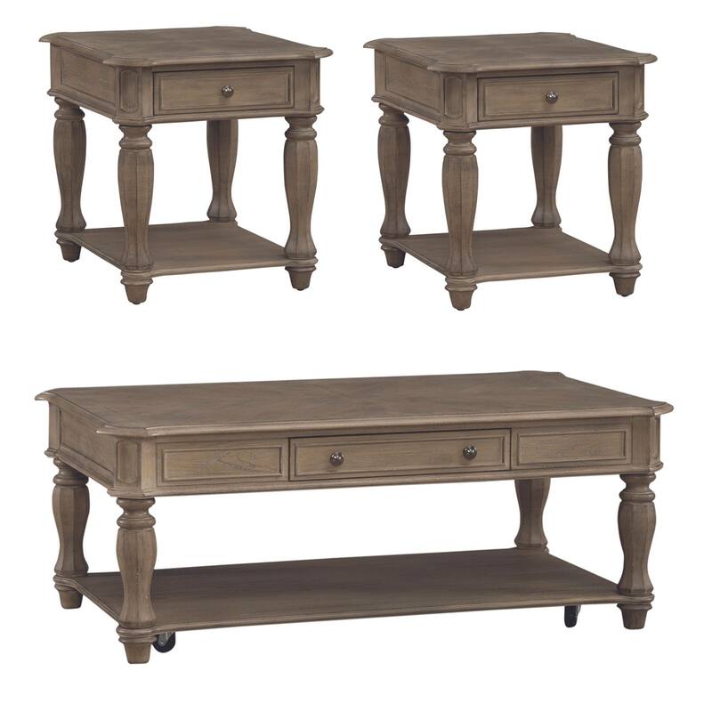 Magnolia Manor Weathered Bisque Alternate 3 Piece Cocktail Table Set