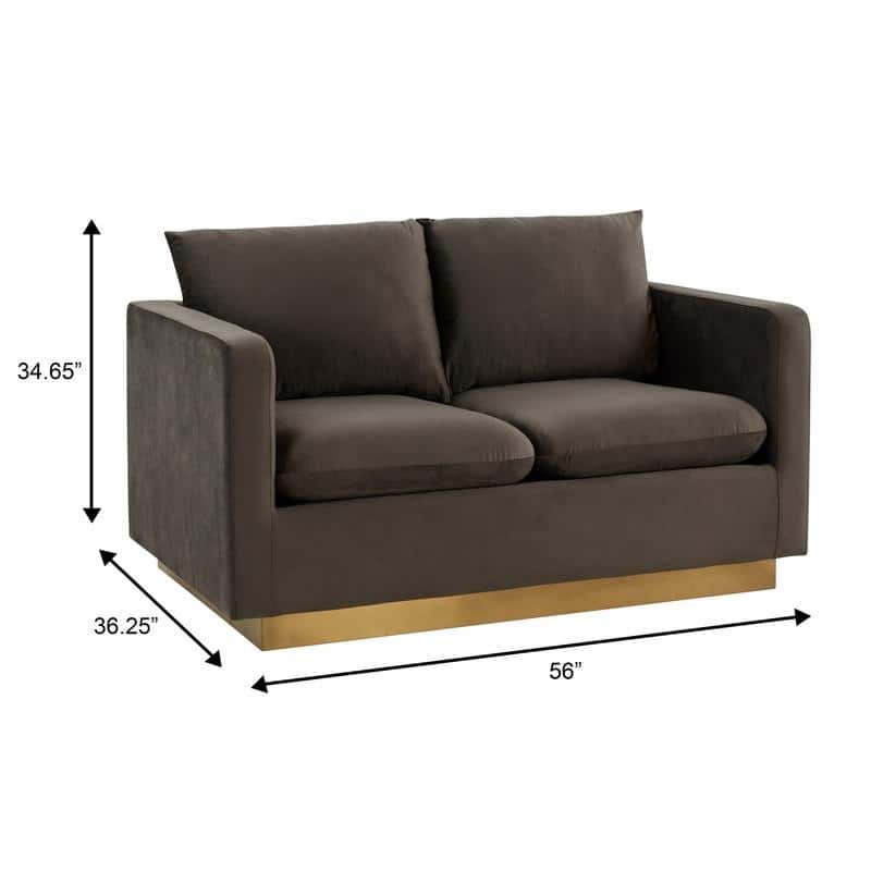 Nervo Modern Accent Chair Velvet Sofa Loveseat With Gold Base & Cushions, Mini Couch for 2 people for Living Room & Bedroom