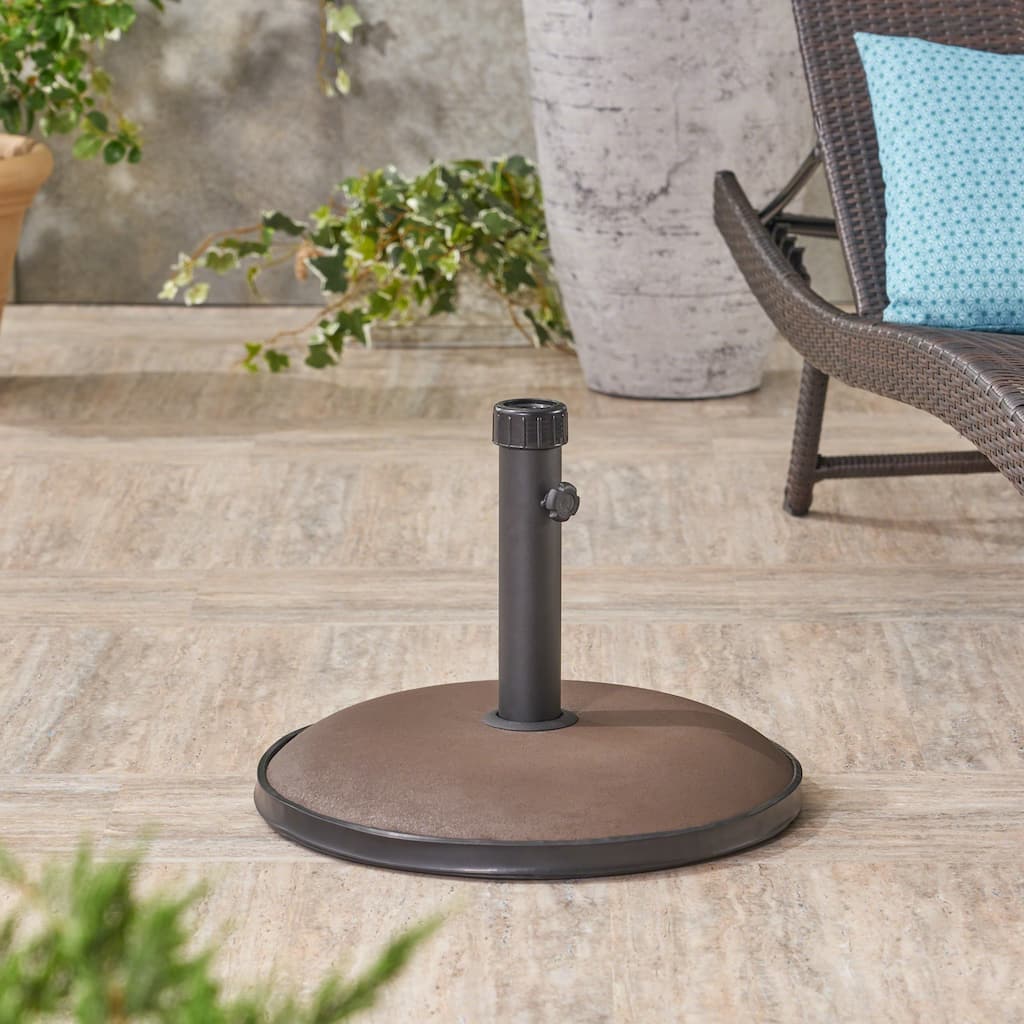 Heavy-Duty Concrete Umbrella Base with Iron Support Pole, Black Finish, 55 lbs