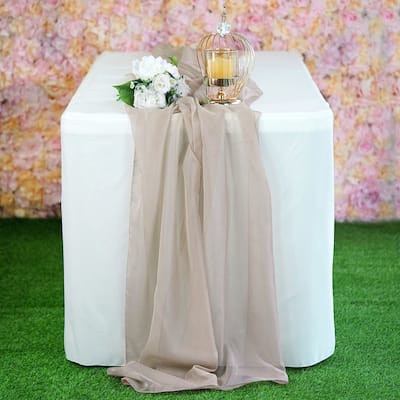 12 Piece Premium Chiffron Wedding Extra Wide Table Runners Natural - 22" x "80