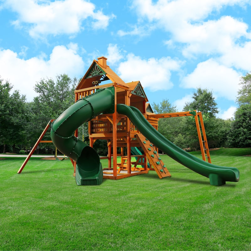 Gorilla Playsets Empire Wooden Swing Set with Monkey Bars - Amber