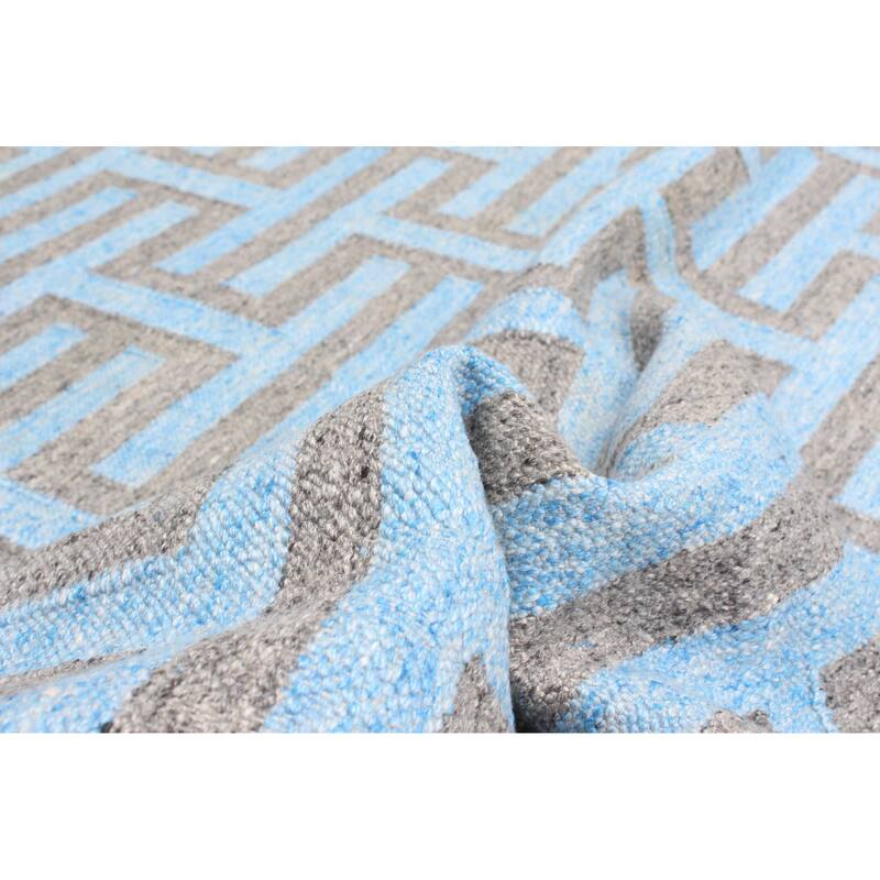 ECARPETGALLERY Flat-Weave Ankara FW Sky Blue Wool Kilim - 5'2 x 8'0