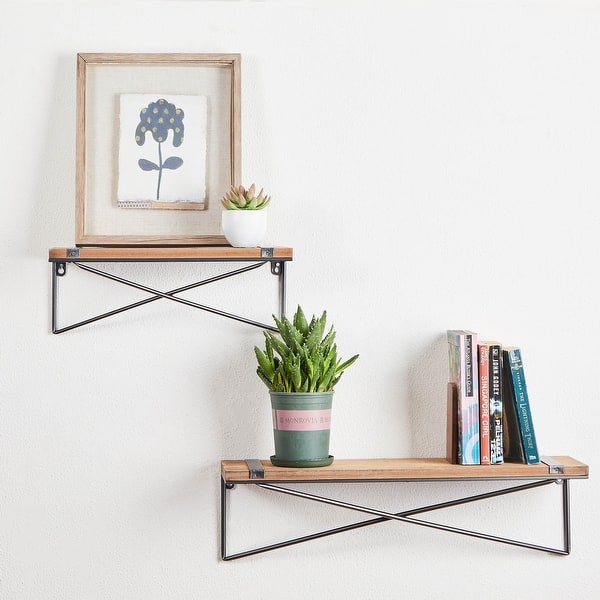 BAYKA Wall Shelves for Bedroom Decor, Floating Shelves for Wall Storage,  Wall Mounted Rustic Wood Shelf for Books,Plants,Small Wall Shelf for