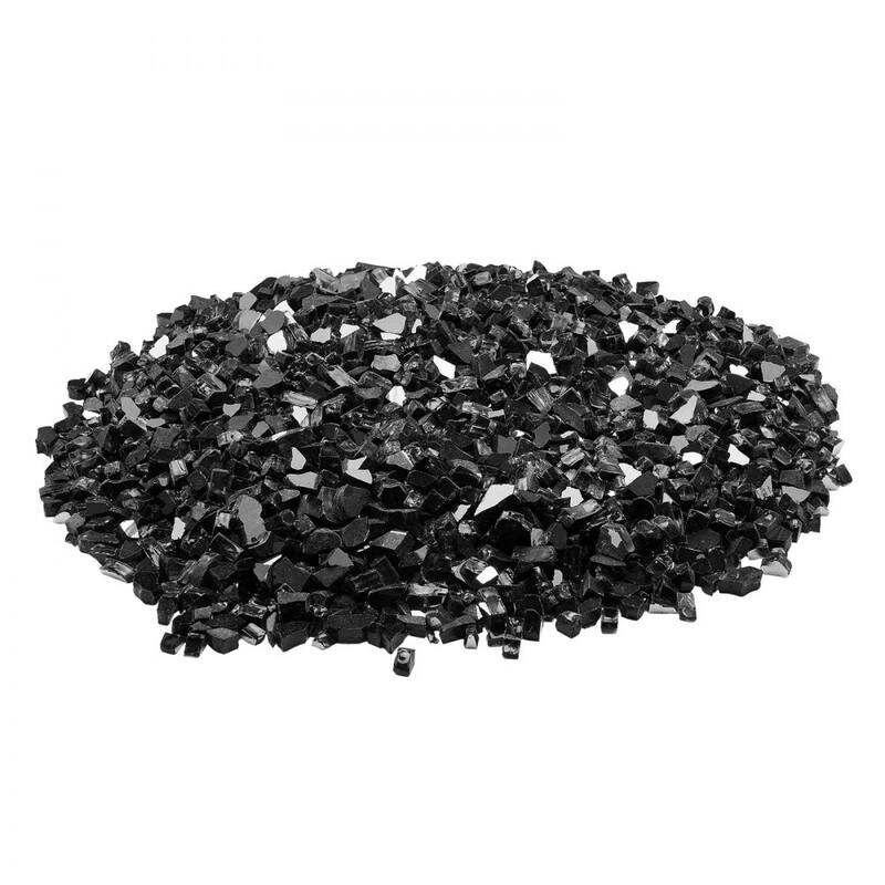 Black Tempered Reflective Crushed Fire Glass 1/2 Inch for Fire Pits - 1/2 inch