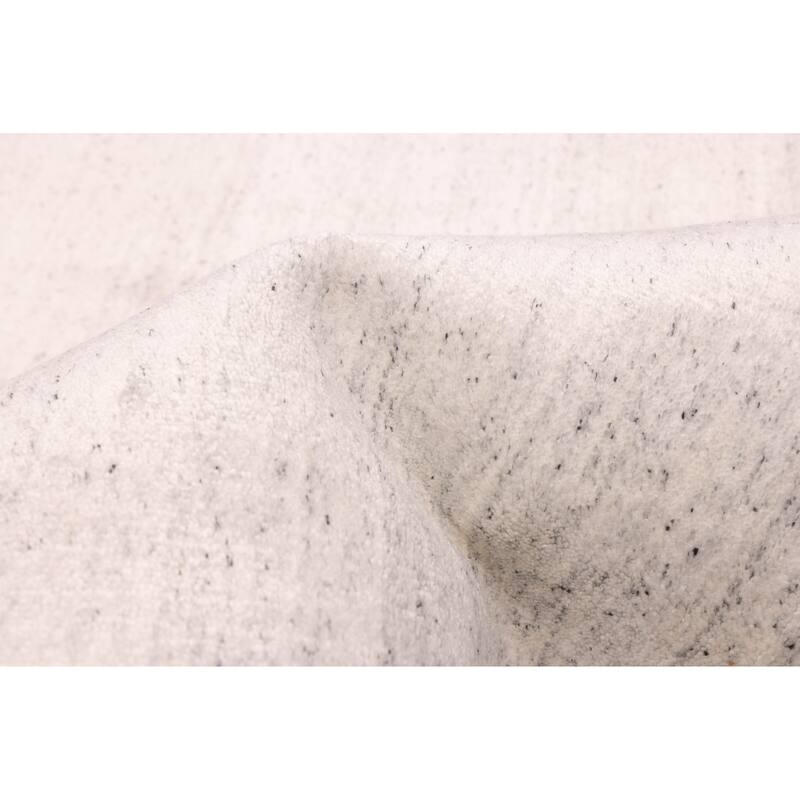 ECARPETGALLERY Hand Loomed Ananda Light Grey Viscose, Wool Rug - 9'0 x 12'0