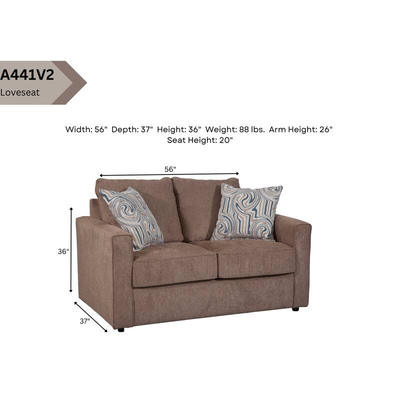 American Furniture Classics Delilah Model 8-020-A441V2 Loveseat with 2 Throw Pillows