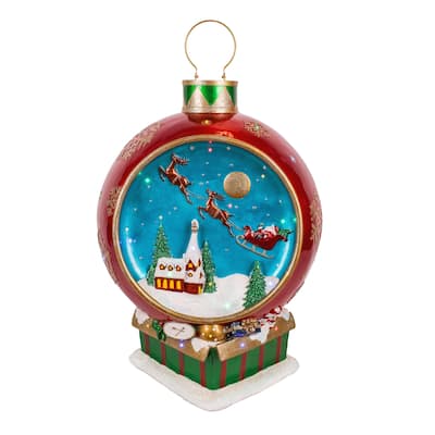 National Tree Company 34 in.Santa's Sleigh Ornament with Multicolor Lights and Music - 34 in