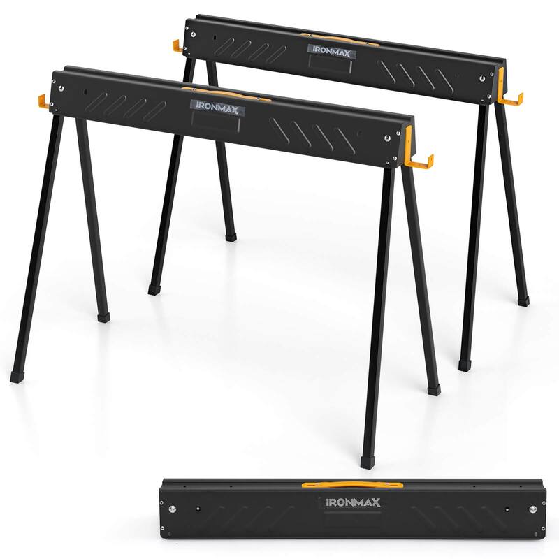 Ironmax 2-Pack Heavy-duty Metal Sawhorses with 2 x 4 Supporting Arms & - See Details