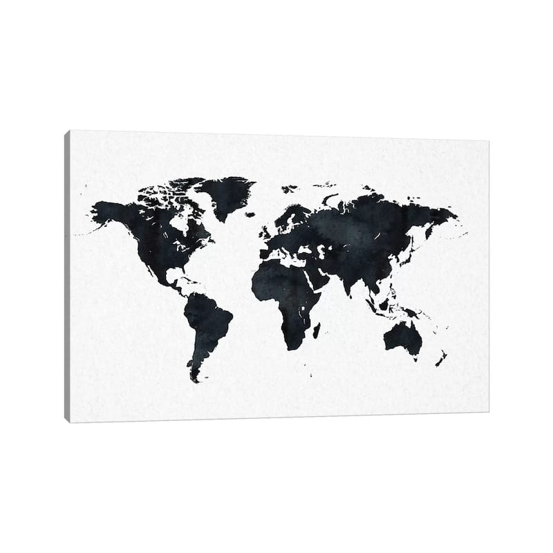 iCanvas "World Map In Black And White" by Nature Magick Canvas Print