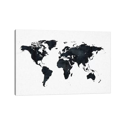 iCanvas "World Map In Black And White" by Nature Magick Canvas Print