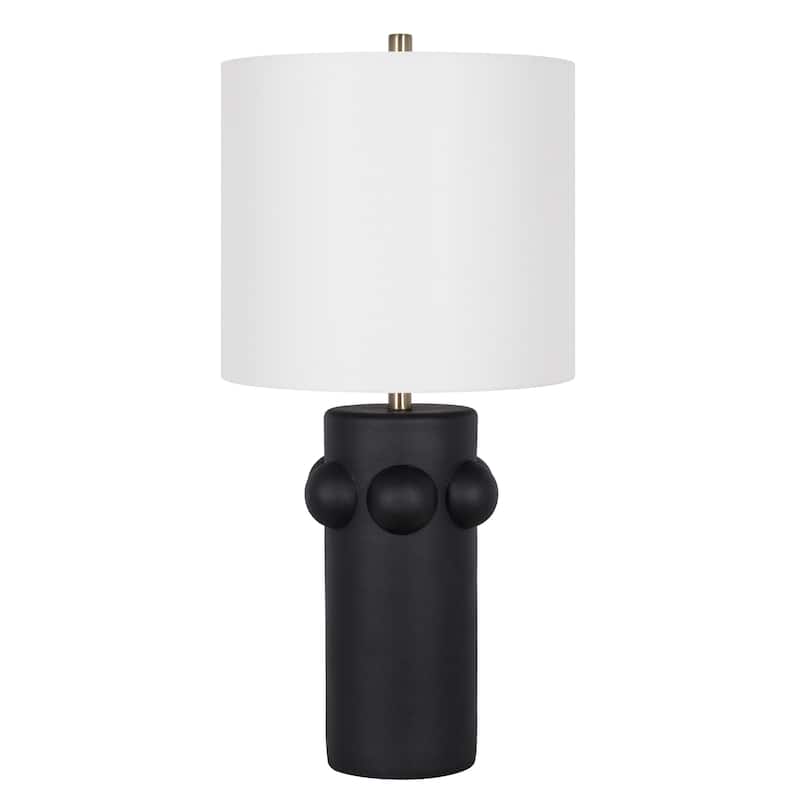 Polyresin 30" Table Lamp with Linen Shade, Black (Set of 2)