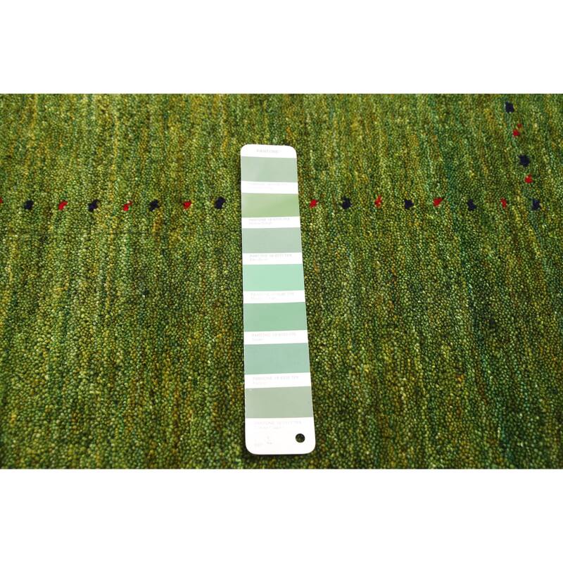 ECARPETGALLERY Hand Loomed Kashkuli Gabbeh Green Wool Rug - 4'11 x 7'9