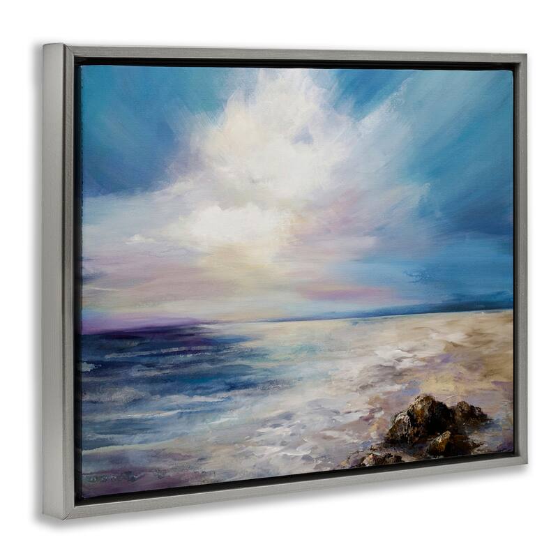 Stupell Serene Clouds over Beach Framed Floater Canvas Wall Art Design By Karen Hale