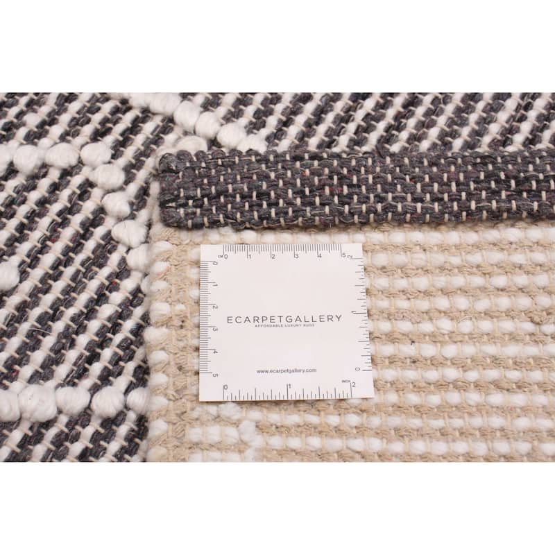 ECARPETGALLERY Braid weave Sienna Grey Wool Rug - 6'0 x 9'2
