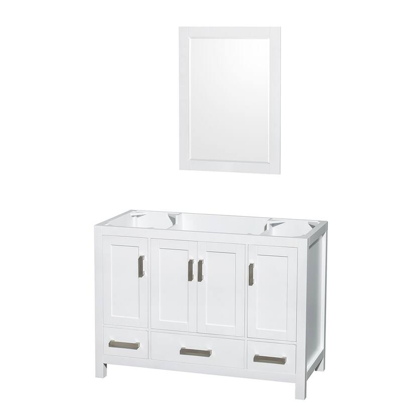 Wyndham Collection Sheffield 48" Hardwood Vanity Cabinet and Mirror - - White - Colored