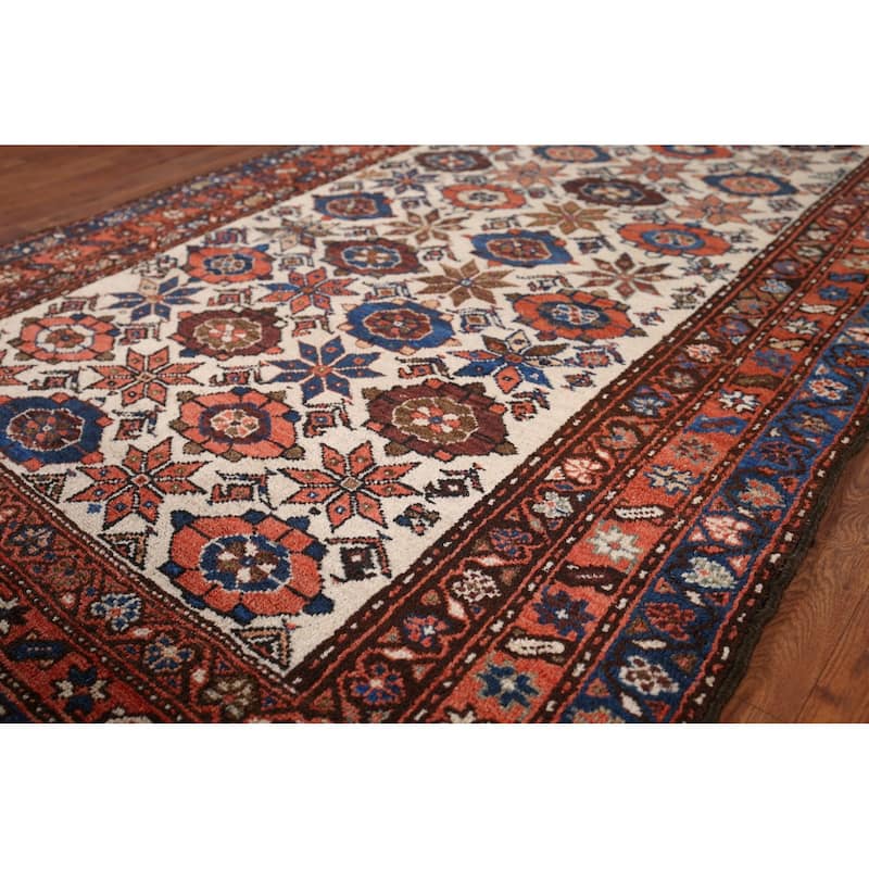 Pre-1900 Antique Vegetable Dye Senneh Persian Wool Carpet - 4'0" x 11'7"