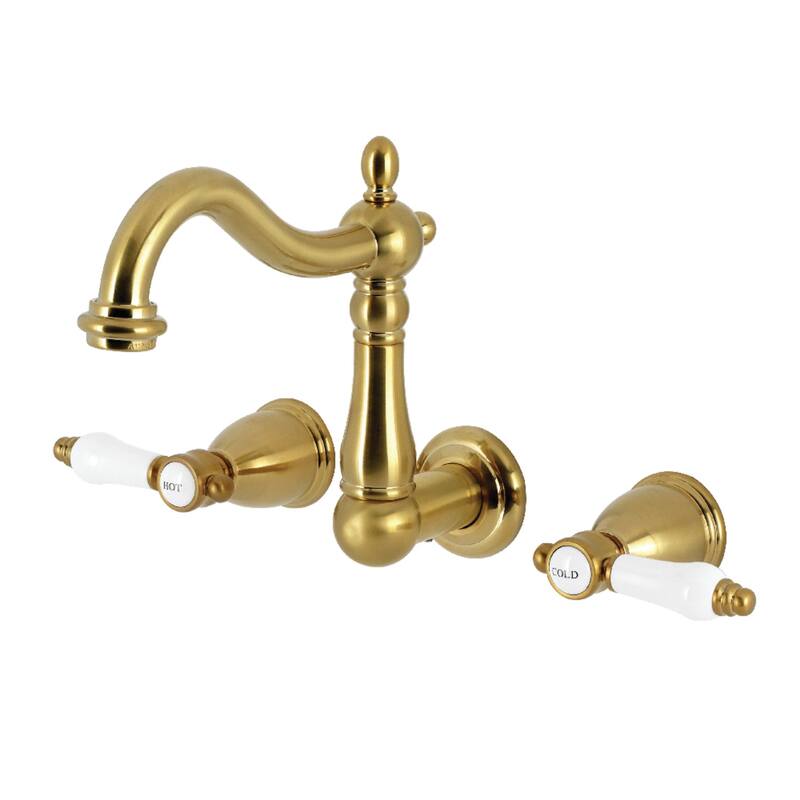 Kingston Brass Bel-Air Double-Handle Wall Mount Bathroom Faucet - Brushed Brass