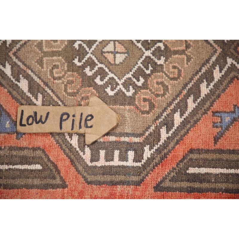 Hand Knotted Oriental 100% Wool Carpet Traditional Tribal Coral Hamedan Runner Rug - 13' 2'' X 3' 5''