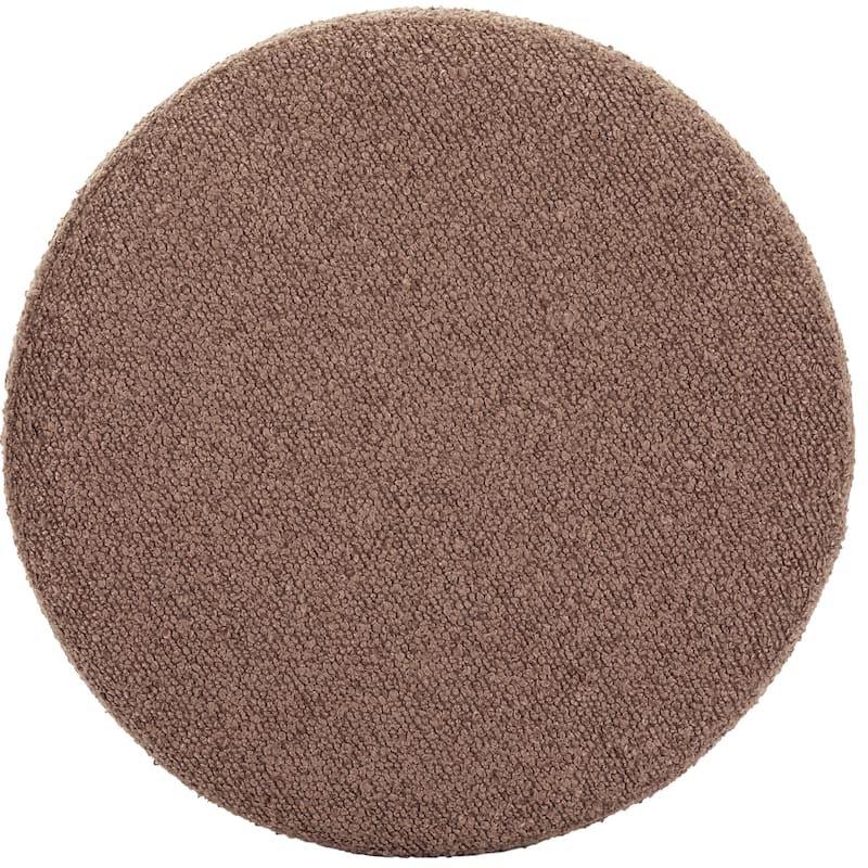 Brown Boucle Tufted Storage Ottoman with Soft Seat Removable Tray Top