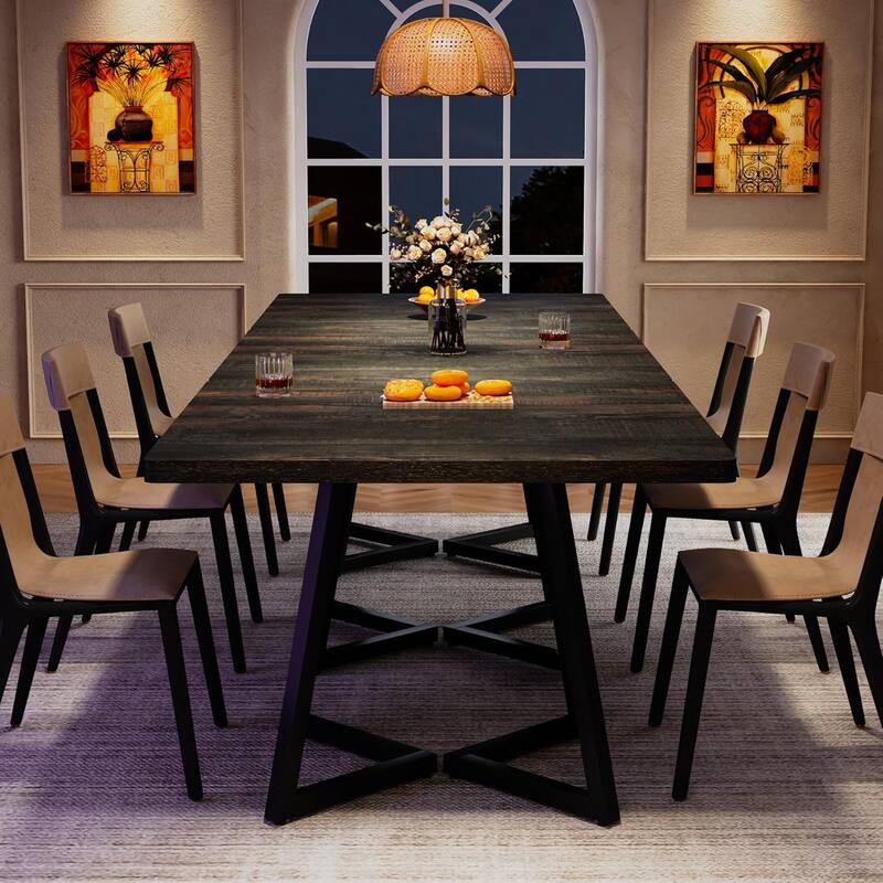 Industrial Dining Table for 4, 31.5” Square Dinner Table for Kitchen