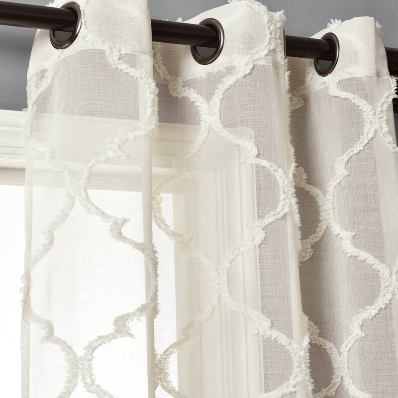 Lush Decor Avon Trellis Grommet Sheer Window Curtain Panel Pair