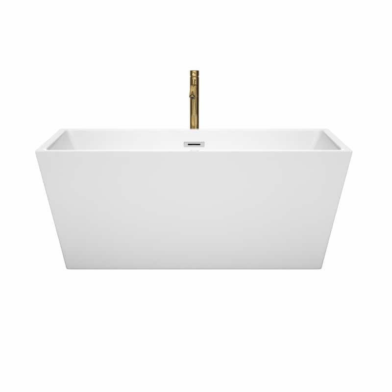 Wyndham Collection Sara 59-inch White Freestanding Soaking Bathtub