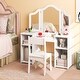 preview thumbnail 3 of 20, Kids Vanity Table and Chair Set with Removable Tri-Folding Mirror - 41" x 16" x 46"