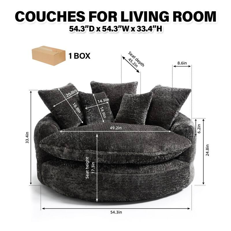 Rossetta Oversized Round Polyester Foam Chair with Pillows