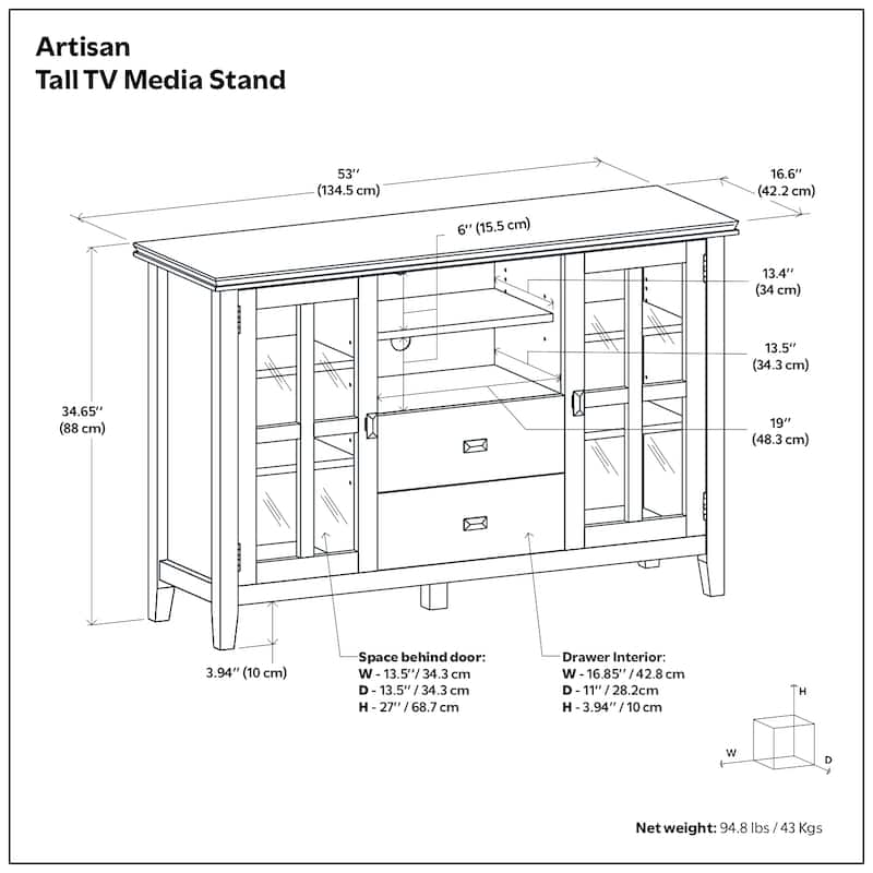 WYNDENHALL Stratford 53-inch Solid Wood TV Media Stand - 53 inch wide
