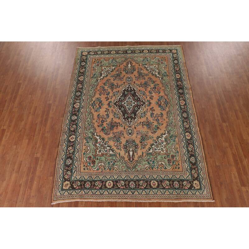 Hamedan Persian Vintage Rug Hand-Knotted Wool Carpet - 7'2"x 10'2"