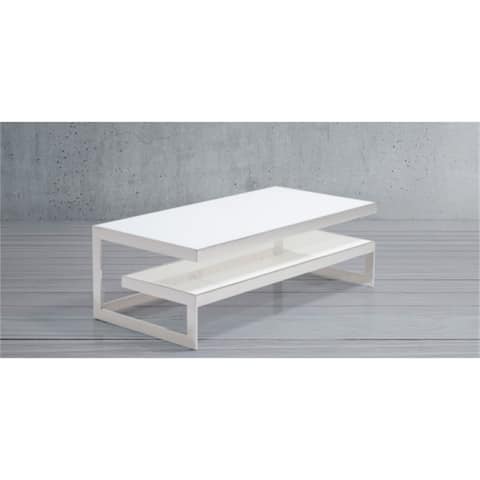 47"Coffee Table With Tempered Glass Surface,Stainless Steel Base,White - 47.2 x 23.6 x 15.7"