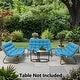 preview thumbnail 36 of 48, Double Papasan Chair Loveseat with Cushion, All-weather PE Rattan and Metal Frame for Indoor Outdoor Blue cushion, Brown rattan, Black frame - 3PC