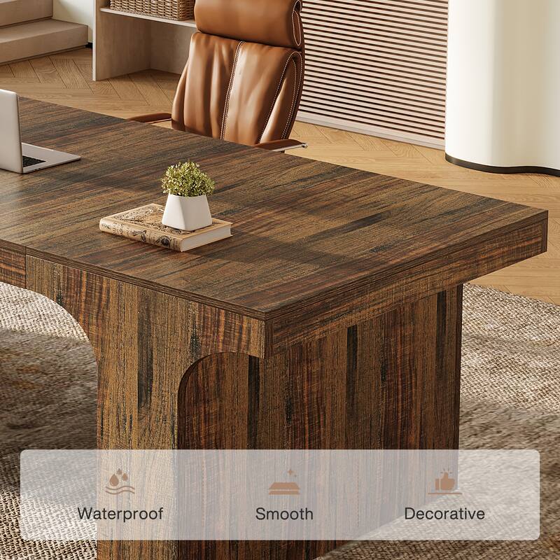 70.87" Executive Office Desk, Large Workspace Computer Desk, Simple Business Writing Table Simple Business for Home Office