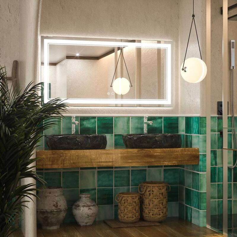 KEONJINN LED Bathroom Vanity Mirror Wall Mounted Anti-Fog Dimmable Mirror