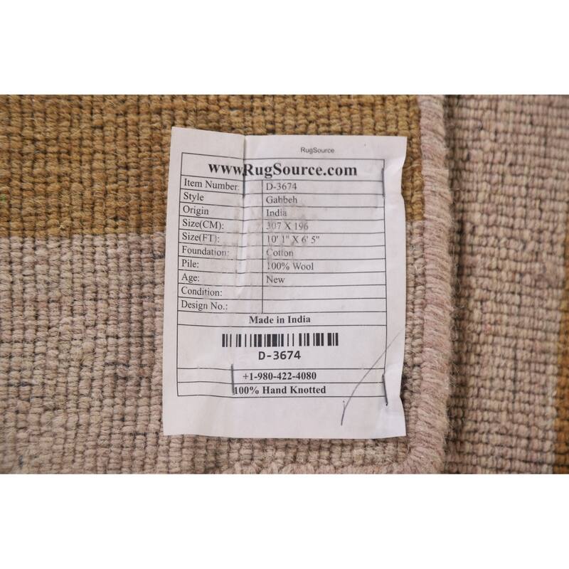 Striped Modern Gabbeh Area Rug Handmade Wool Carpet - 6'5" x 10'1"