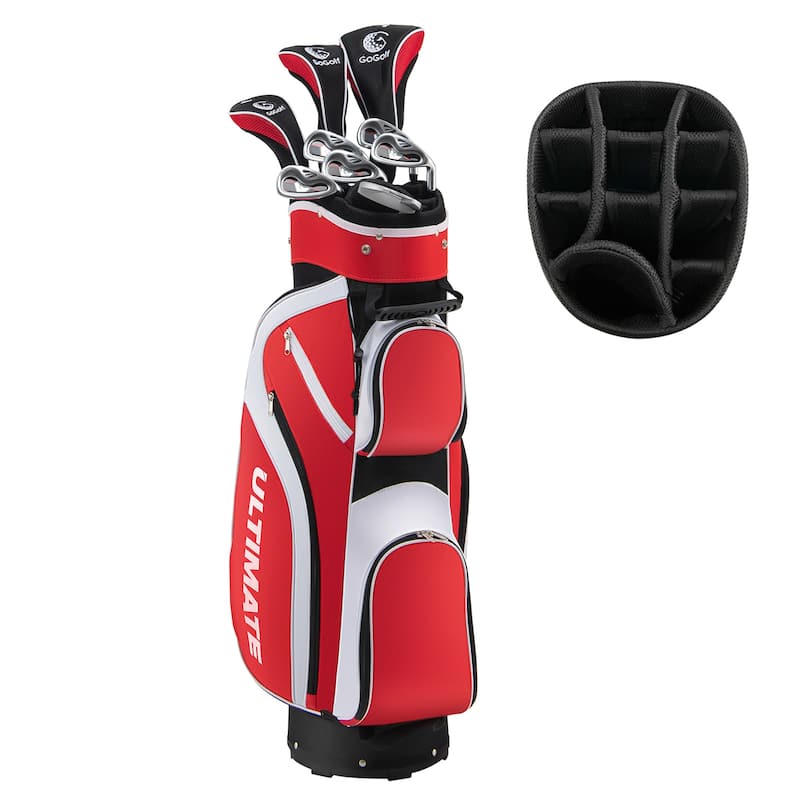 Ladies Womens Complete Golf Clubs Set 10 Pieces Includes Alloy Driver - See Details - Red