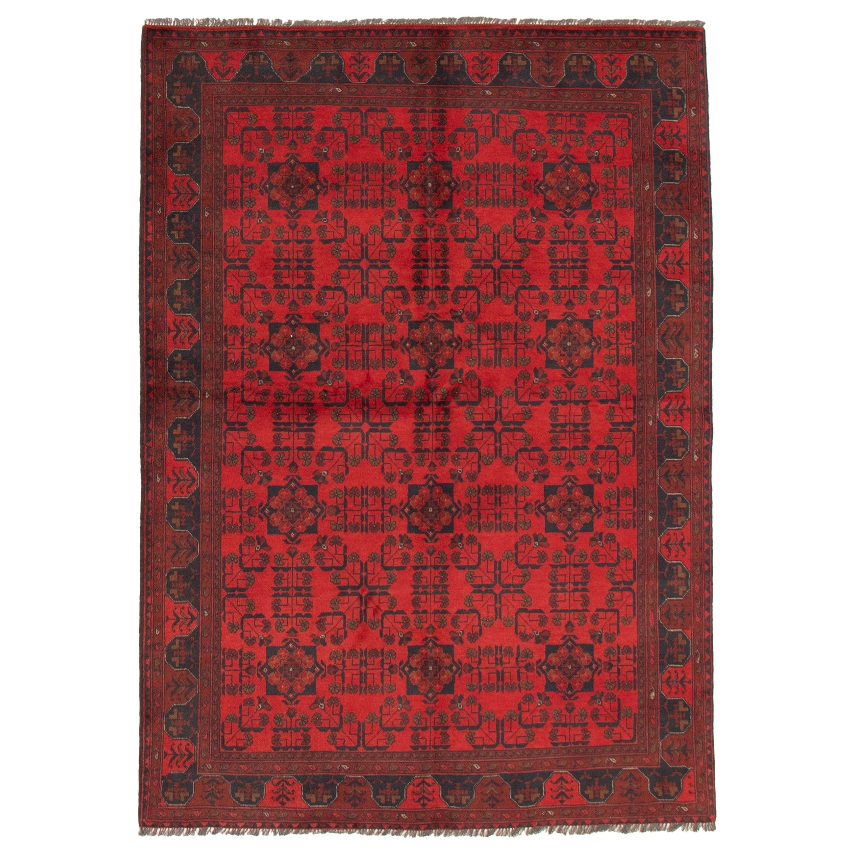 364409 Hand-Knotted Wool Rug eCarpet Gallery Area Rug for Living Room Bedroom Finest Khal Mohammadi Bordered Red Rug 5'10 x 7'10 