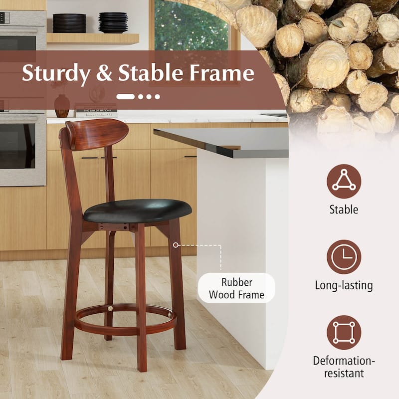 Costway 23.5" Bar Stool Set of 2/4 with Curved Backrest & Footrest - See Details