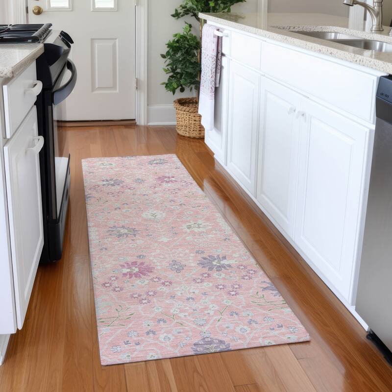 Premium Washable Super Soft Traditional Oushak Mayfield Rug - Pink - 2'3" x 7'6"