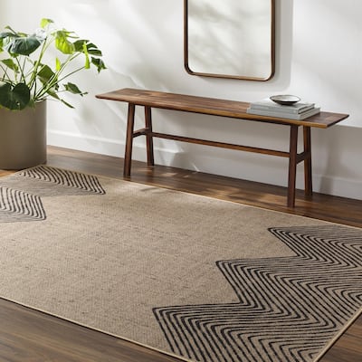 Minata Recycled Bohemian Border Washable Area Rug