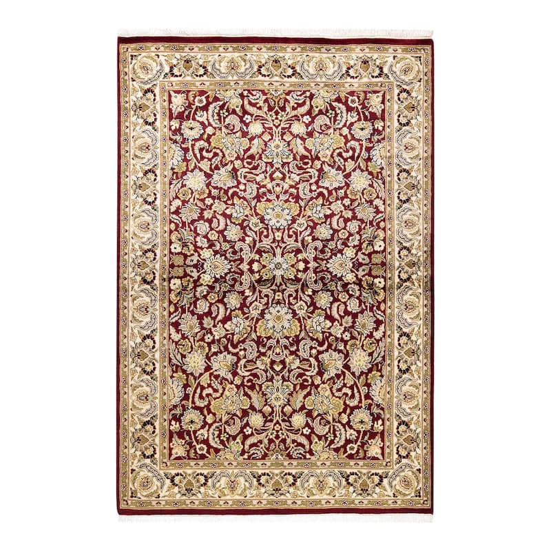 Overton Hand Knotted Wool Vintage Inspired Traditional Mogul Red Area Rug - 4 x 6