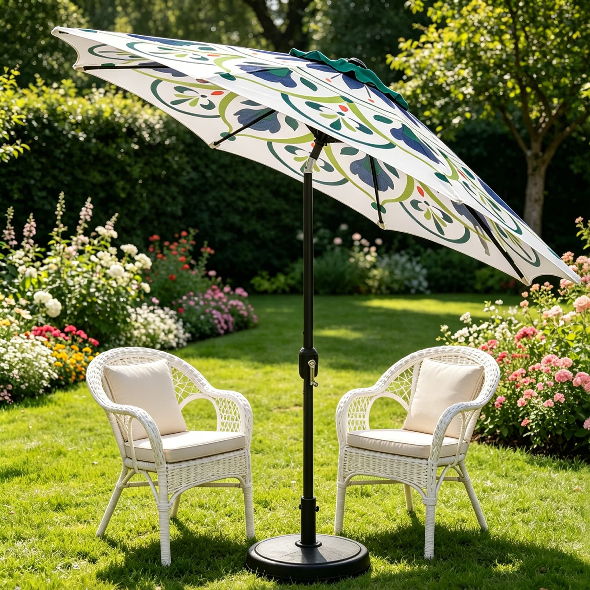 green pagoda patio umbrella Luxury Parasol  Mineral Garden  Burning Orange Each of the alternating panels composing the solution Poolside Large Pagoda Patio Umbrella